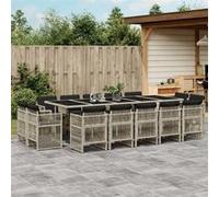 vidaXL Ensemble de jardin 15 pièces avec coussins gris clair Poly rotin