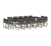 vidaXL Ensemble de jardin 15 pièces Gris poly rotin avec coussins et chaises à dossier rabattable