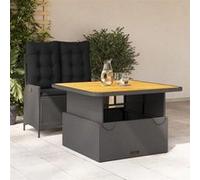 vidaXL Ensemble à manger de jardin 2 pièces 3277451 – en poly rattan – Noir avec coussins