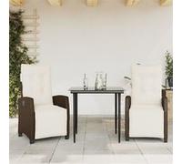 vidaXL Ensemble de jardin 3 pièces avec coussins Marron Poly rotin