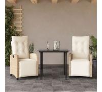 vidaXL Ensemble de jardin 3 pièces avec coussins Beige Poly Rattan