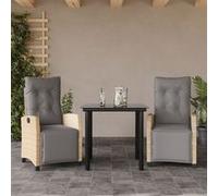vidaXL Ensemble de jardin 3 pièces avec coussins Mélange beige Poly rotin