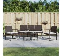 vidaXL Ensemble de jardin 5 pièces avec coussins – Rotin PP marron