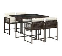 vidaXL Ensemble à Manger de Jardin avec Coussins 5 pcs, Table et Chaises à Dossier Rabattable, Meubles d'Extérieur Patio Terrasse, Moderne, Marron Résine Tressée