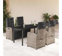 vidaXL Ensemble de jardin 5 pièces en poly rotin avec coussins Gris