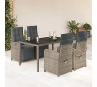 vidaXL Ensemble de jardin 3212464 5 pièces Poly rotin Gris avec coussins