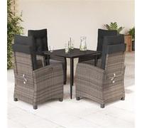 vidaXL Ensemble de jardin 5 pièces avec coussins Gris Poly rotin