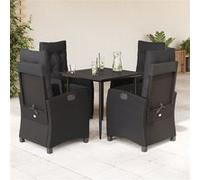 vidaXL Ensemble de jardin 5 pièces avec coussins Noir Poly Rattan