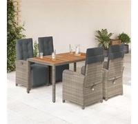 vidaXL Ensemble de jardin 5 pièces avec coussins – poly rotin – Gris