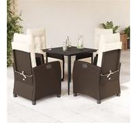 vidaXL Ensemble de jardin 5 pièces avec coussins Marron Poly rotin