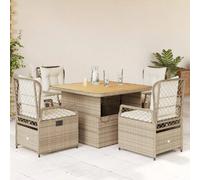 vidaXL Ensemble à manger de jardin avec coussins 5pcs Beige poly rotin