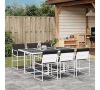 vidaXL Ensemble de jardin 7 pièces avec coussins Blanc Textilène
