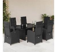 vidaXL Ensemble de jardin 7 pièces avec coussins Noir Poly Rattan