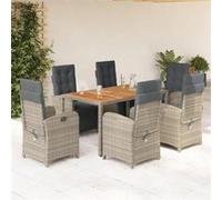 vidaXL Ensemble de jardin 7 pièces 3212483 Poly rotin Gris avec coussins