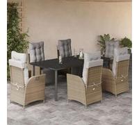 vidaXL Ensemble à Manger de Jardin avec Coussins 7 pcs, Table et Chaises avec Dossier et Repose-pied Réglables 3213460 Multicolore G