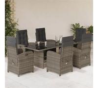 vidaXL Ensemble de jardin 7 pièces avec coussins Poly rotin Gris