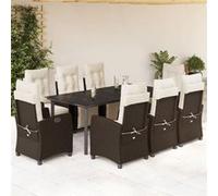 vidaXL Ensemble à Manger de Jardin avec Coussins 9 pcs, Table et Chaises avec Dossier et Repose-pied Réglables, 3212987 Multicolore G