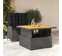 vidaXL Ensemble de jardin 2 pièces avec coussins Noir Poly Rattan