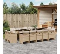 vidaXL Ensemble à manger de jardin et coussins 15 pcs beige 3277821 Beige G