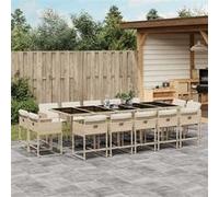 vidaXL Salon de jardin 15 pièces avec coussins en poly rattan Beige