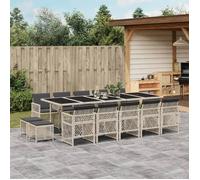 vidaXL Ensemble de jardin 15 pièces avec coussins gris clair Poly rotin