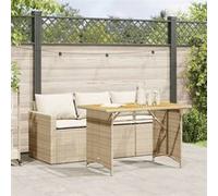 Ensemble à manger de jardin et coussins 2 pcs beige poly rotin, ensemble de salle à manger d'extérieur, meuble de 366338