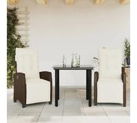 VidaXL Ensemble à manger jardin 3 pcs - Rotin marron