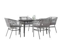 vidaXL Ensemble à Manger Jardin 5 pcs - Gris Poly Rotin