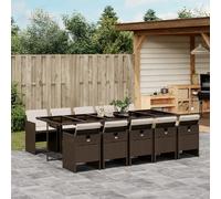 vidaXL Ensemble à manger jardin rotin 11 pcs - Marron