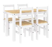 vidaXL Ensemble à manger Panama 5 pcs - Blanc, bois de pin massif