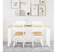 vidaXL – Ensemble à manger Panama 5 pcs blanc, bois de pin massif