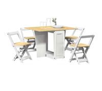 vidaXL Ensemble à manger Papillon 5 pièces Corona pliable blanc bois pin