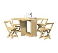 vidaXL Ensemble de table à manger Papillon Corona pliable pin cire marron 5 pcs