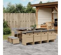 vidaXL Ensemble à manger Rotin Beige Mélangé - 13 pcs
