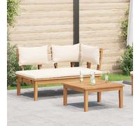 Ensemble de table et banc de jardin vidaXL, 2 pièces, crème et marron, en teck massif