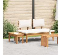 Ensemble de table et banc de jardin vidaXL, 2 pièces, crème et marron, en teck massif
