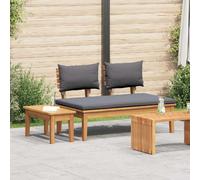 Ensemble de table et banc de jardin vidaXL, 2 pièces, gris et marron, en bois de teck massif