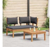 Ensemble de table et banc de jardin vidaXL, 2 pièces, gris et marron, en bois de teck massif