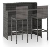 vidaXL Ensemble bar de jardin 3 pièces avec coussins Gris