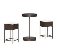 vidaXL Ensemble bar de jardin 3 pièces avec coussins Marron Poly rotin