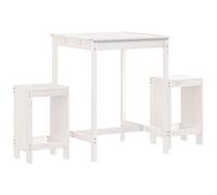 vidaXL Ensemble bar de jardin 3 pièces blanc pin massif