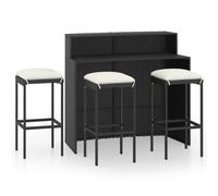 vidaXL Ensemble bar de jardin 4 pièces avec coussins Noir