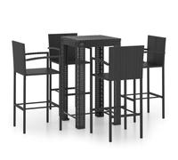 vidaXL Ensemble bar de jardin 5 pièces avec accoudoirs Poly rotin noir