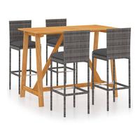 vidaXL Ensemble bar de jardin 5 pièces avec coussins Gris