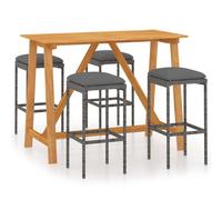 vidaXL Ensemble bar de jardin 5 pièces avec coussins Gris