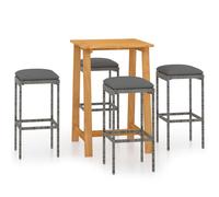 vidaXL Ensemble bar de jardin 5 pièces avec coussins Gris