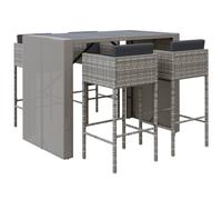 vidaXL Ensemble bar de jardin 5 pièces avec coussins Gris Poly rotin