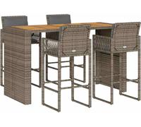 Ensemble de bar de jardin 5 pcs avec coussins gris poly rotin 3328903