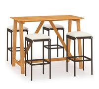 vidaXL Ensemble bar de jardin 5 pièces avec coussins Marron