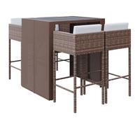 vidaXL Ensemble de bar de jardin 5 pièces avec coussins Marron poly rotin